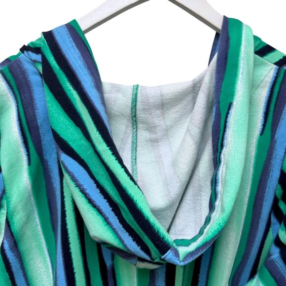 Denim & Co Beach Cover Up Plus Size 1X  Blue Stripe French Terry Womens Hoodie - Picture 7 of 13